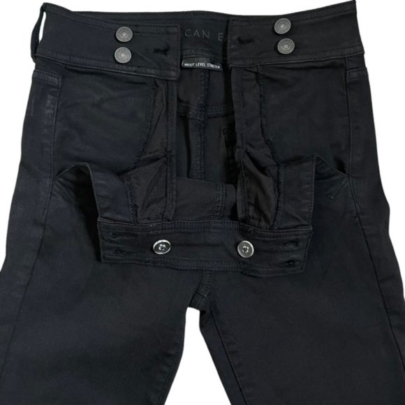 AMERICAN EAGLE Ne(x)t Level Stretch Black Hi-Rise 4-Button Flap Closure Jegging - Picture 2 of 8